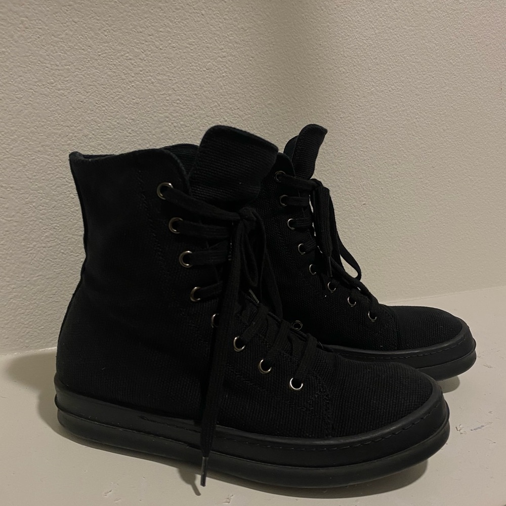 Rick Owens Black High-Top Sneakers